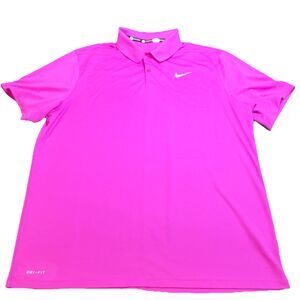 Nike Golf Dri-FIT Polo Shirt Pink XL Short Sleeve Logo Men's Regular Fit